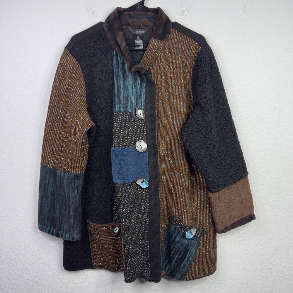 Ali Miles Jacket Women XL Patchwork Artsy Mixed Media Lagenlook Maximalist Boho